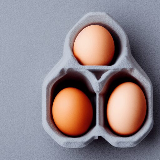 Three brown eggs in a cardboard container