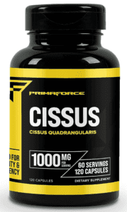 An image showcasing a bottle of Cissus Quadrangularis supplement. The bottle is cylindrical and made of dark glass, indicating its role in preserving the freshness of the capsules inside. The labels are prominently displayed on the front, providing essential information such as dosage, brand name, and key benefits. This is a clear invitation to invest in one's health by purchasing this natural remedy.