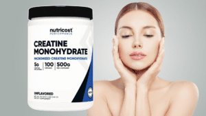 An image showcasing a bottle of Nutricost Micronized Creatine Monohydrate, a dietary supplement designed to support muscle strength and energy.