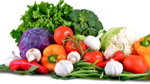 A vibrant picture showcasing an assortment of fibrous vegetables, including leafy greens, crisp bell peppers, crunchy carrots, and tender broccoli florets.